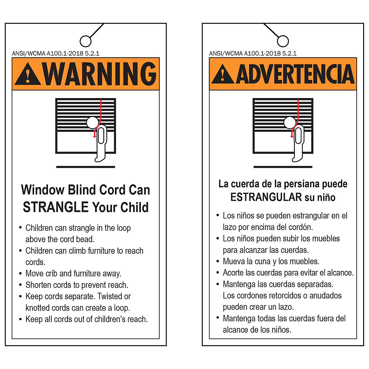 security warning tags for blinds