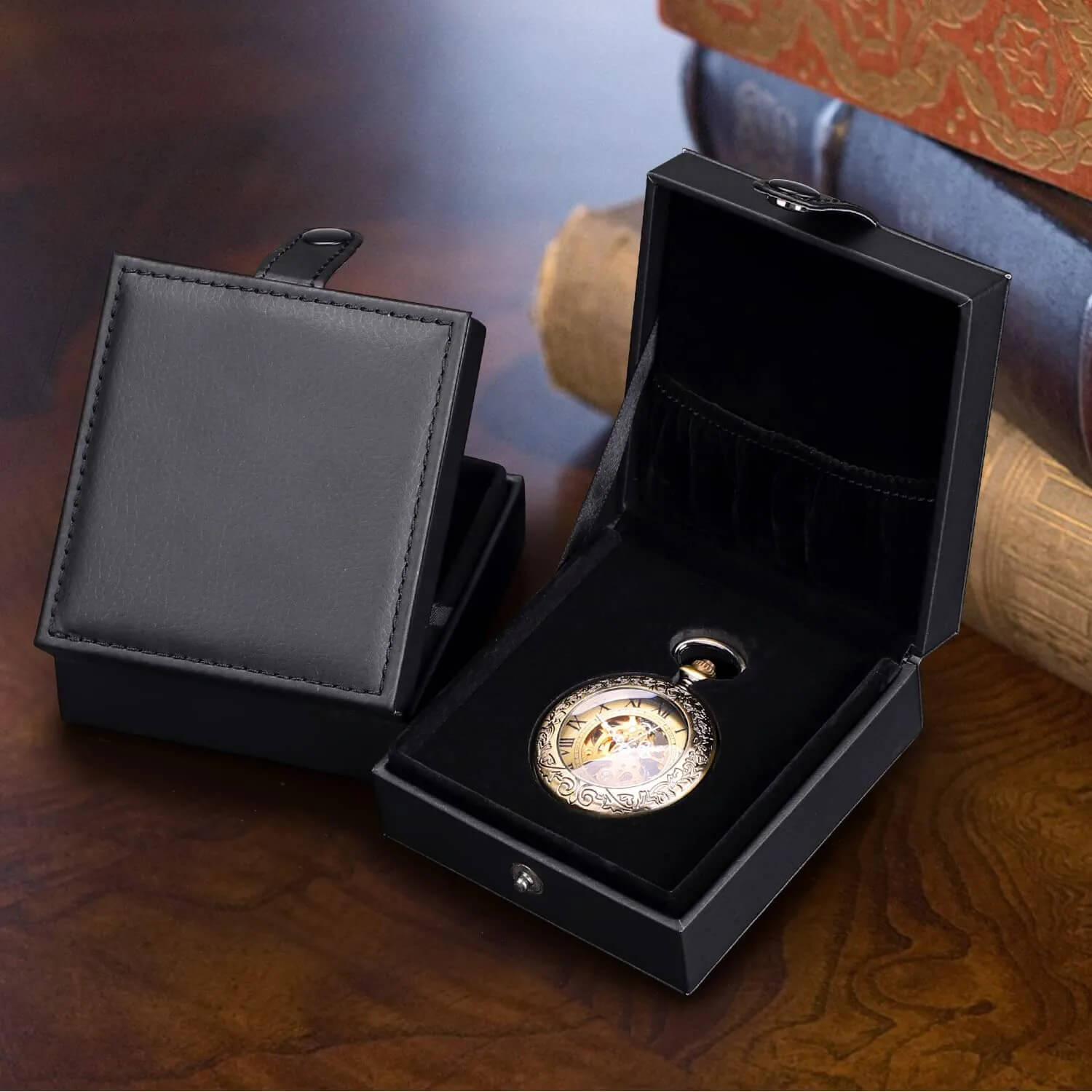 Luxury PU Leather Pocket Watch Box