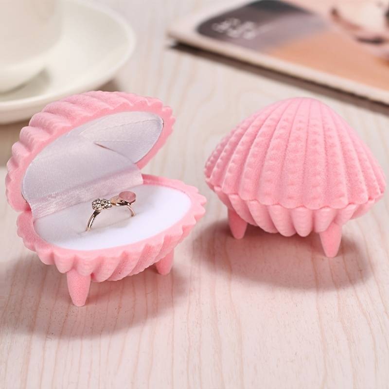 Pink Floor Standing Shell Ring Box