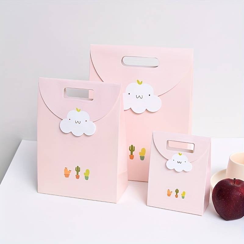 Rectangle Paper Flip Gift Bags With Handle